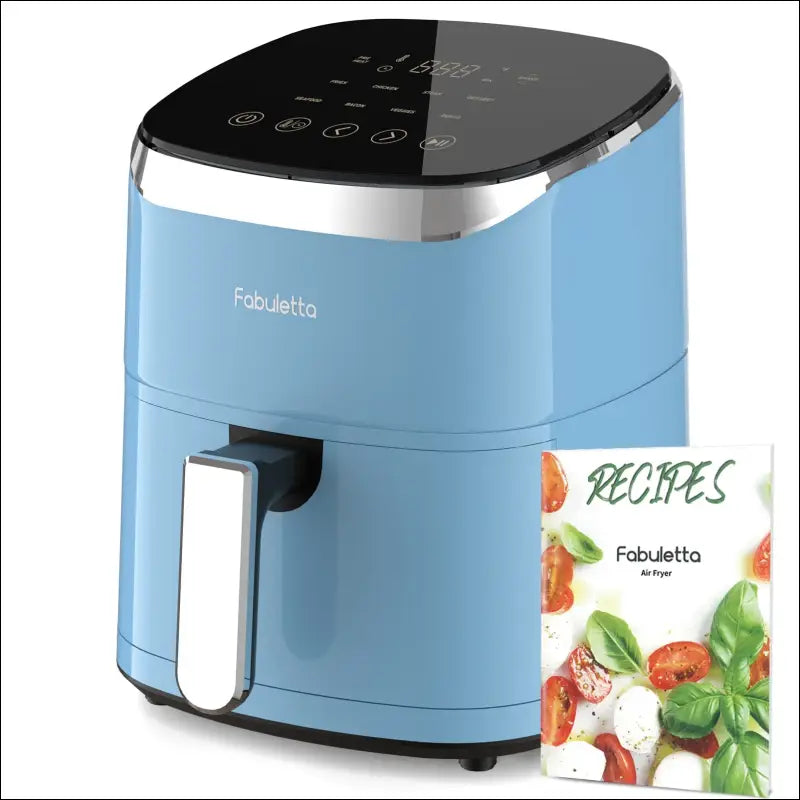 Fabuletta 4.2QT Air Fryer Oven - 9 Customizable Cooking Programs Nonstick Basket Tempered Glass Display - blue / UK