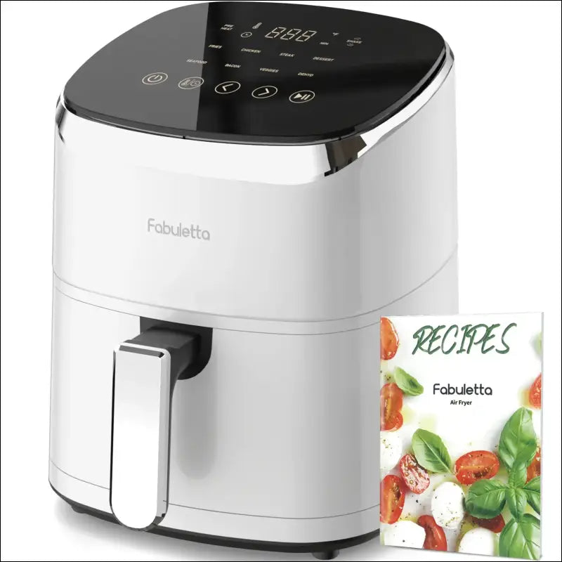 Fabuletta 4.2QT Air Fryer Oven - 9 Customizable Cooking Programs Nonstick Basket Tempered Glass Display - white / UK