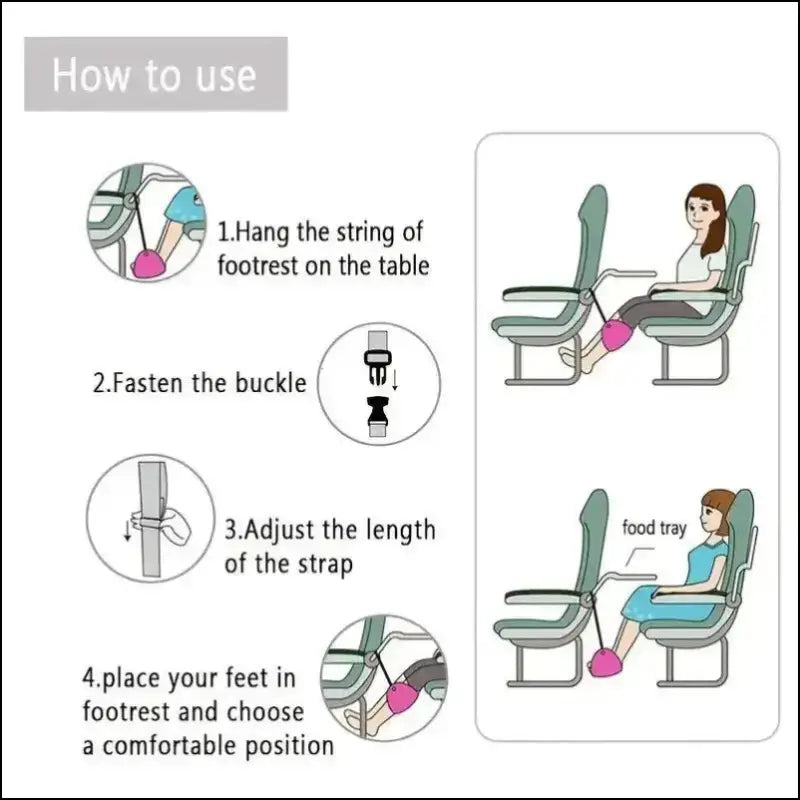 Airplane Footrest with Adjustable Strap – Portable Hammock Leg Rest for Comfortable Travel