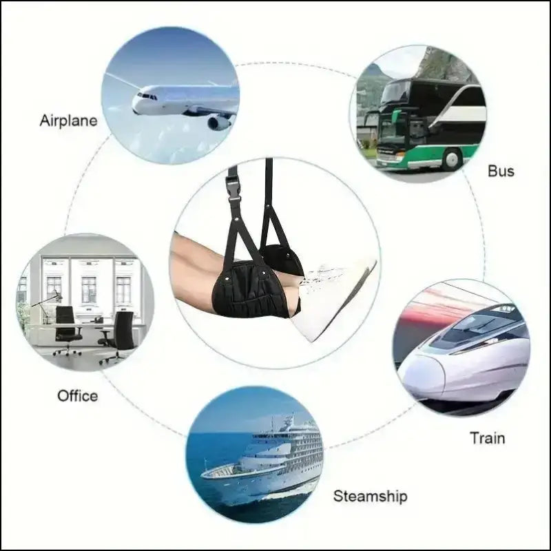 Airplane Footrest with Adjustable Strap – Portable Hammock Leg Rest for Comfortable Travel