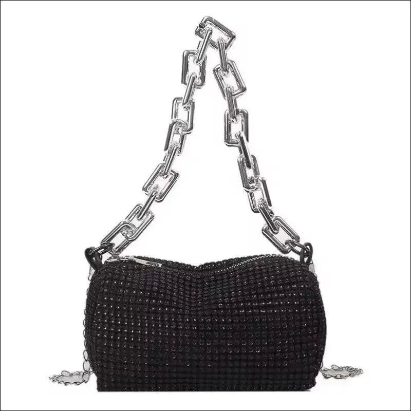 Allover Rhinestone Bucket Bag | Glitter Chain Prom Purse | Women’s Mini Crossbody (6.3*3.54 Inches)