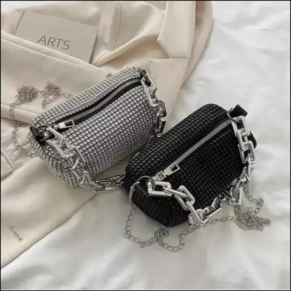 Allover Rhinestone Bucket Bag | Glitter Chain Prom Purse | Women’s Mini Crossbody (6.3*3.54 Inches)