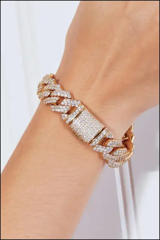 Alloy Inlaid Zircon Bracelet - Gold / 7