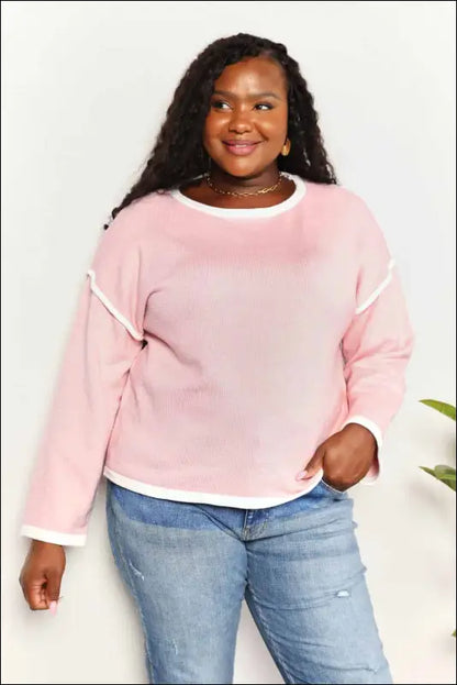 Angel Wings Contrast Detail Dropped Shoulder Knit Top