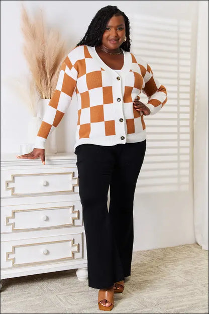 Angel Wings Double Take Button-Up V-Neck Dropped Shoulder Cardigan