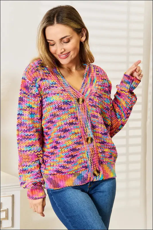 Angel Wings Woven Right V-Neck Long Sleeve Cardigan