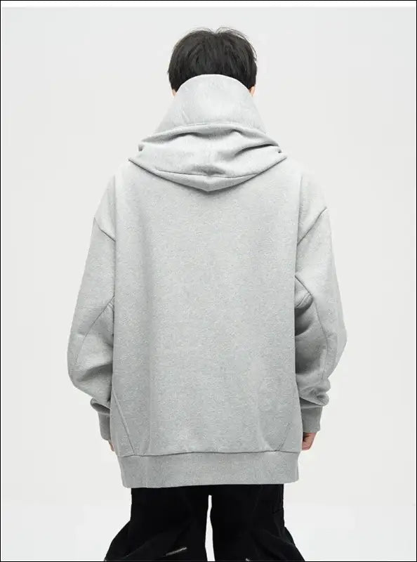 Autumn Ninja Streetwear Men’s Turtleneck Hoodie – Letter Embroidered Hip Hop Vintage Y2K Fleece Sweatshirt