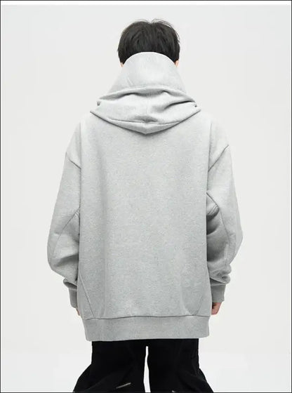Autumn Ninja Streetwear Men’s Turtleneck Hoodie – Letter Embroidered Hip Hop Vintage Y2K Fleece Sweatshirt