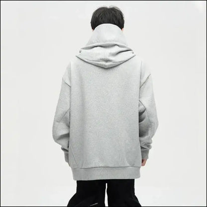 Autumn Ninja Streetwear Men’s Turtleneck Hoodie – Letter Embroidered Hip Hop Vintage Y2K Fleece Sweatshirt