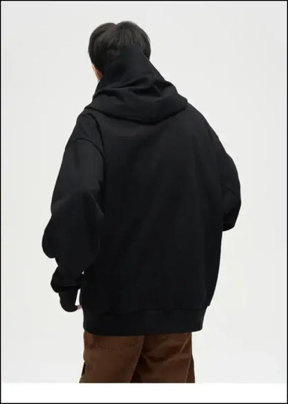 Autumn Ninja Streetwear Men’s Turtleneck Hoodie – Letter Embroidered Hip Hop Vintage Y2K Fleece Sweatshirt