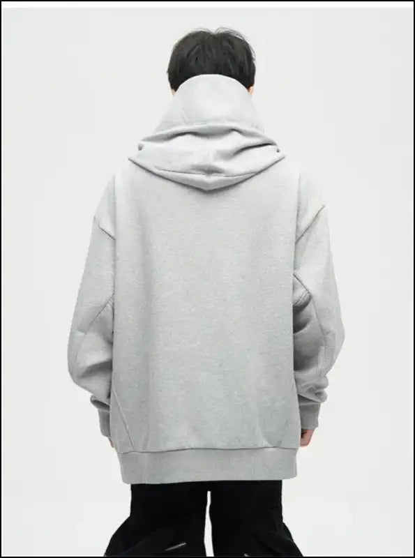Autumn Ninja Streetwear Men’s Turtleneck Hoodie – Letter Embroidered Hip Hop Vintage Y2K Fleece Sweatshirt