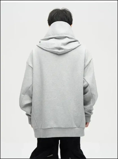 Autumn Ninja Streetwear Men’s Turtleneck Hoodie – Letter Embroidered Hip Hop Vintage Y2K Fleece Sweatshirt