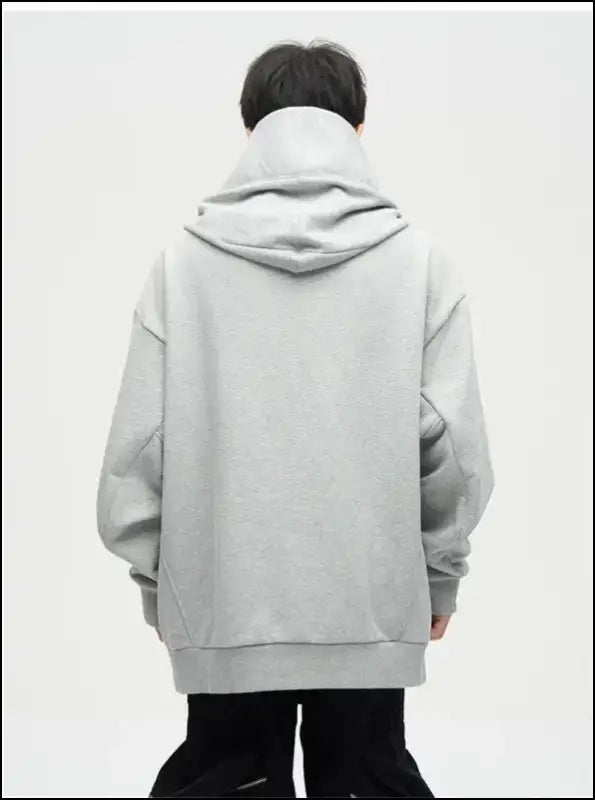 Autumn Ninja Streetwear Men’s Turtleneck Hoodie – Letter Embroidered Hip Hop Vintage Y2K Fleece Sweatshirt