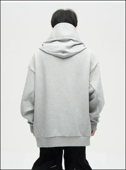 Autumn Ninja Streetwear Men’s Turtleneck Hoodie – Letter Embroidered Hip Hop Vintage Y2K Fleece Sweatshirt