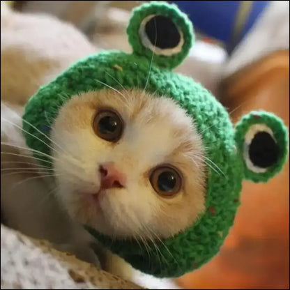 ’Autumn Winter Cute Cartoon Cat Hat - Knitted Elastic Pet Cap for Kittens & Puppies Photo Shoot Props’ - Autumn