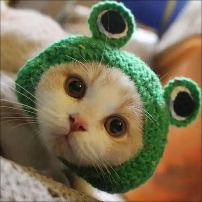 ’Autumn Winter Cute Cartoon Cat Hat - Knitted Elastic Pet Cap for Kittens & Puppies Photo Shoot Props’ - Style 2