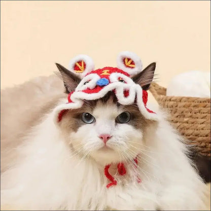 ’Autumn Winter Cute Cartoon Cat Hat - Knitted Elastic Pet Cap for Kittens & Puppies Photo Shoot Props’ - Autumn