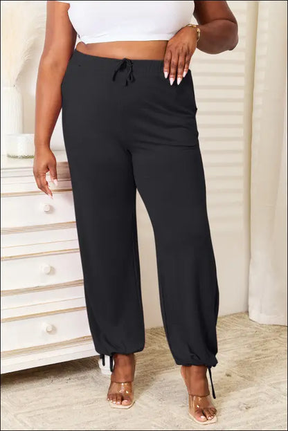 Basic Bae Full Size Soft Rayon Drawstring Waist Pants with Pockets - Dark Blue / S