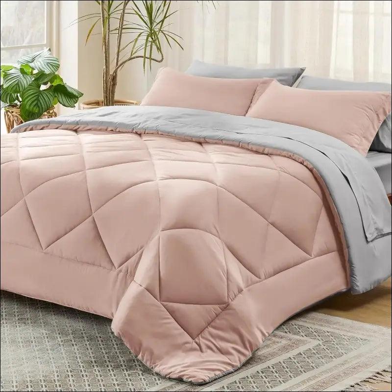 ’Bedsure Reversible Comforter Set - Complete Bed in a Bag with Sheets & Pillowcases for Queen King Full Twin’
