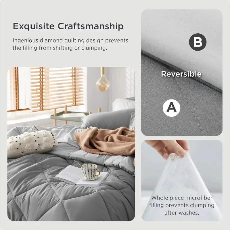 ’Bedsure Reversible Comforter Set - Complete Bed in a Bag with Sheets & Pillowcases for Queen King Full Twin’