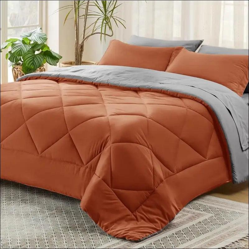 ’Bedsure Reversible Comforter Set - Complete Bed in a Bag with Sheets & Pillowcases for Queen King Full Twin’