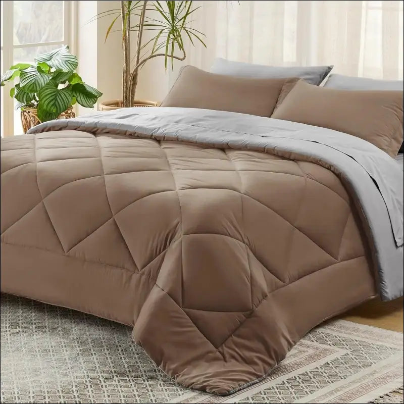’Bedsure Reversible Comforter Set - Complete Bed in a Bag with Sheets & Pillowcases for Queen King Full Twin’