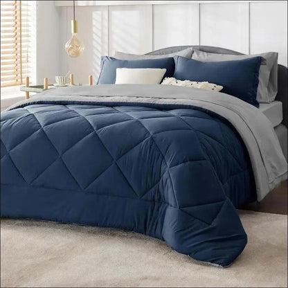 ’Bedsure Reversible Comforter Set - Complete Bed in a Bag with Sheets & Pillowcases for Queen King Full Twin’