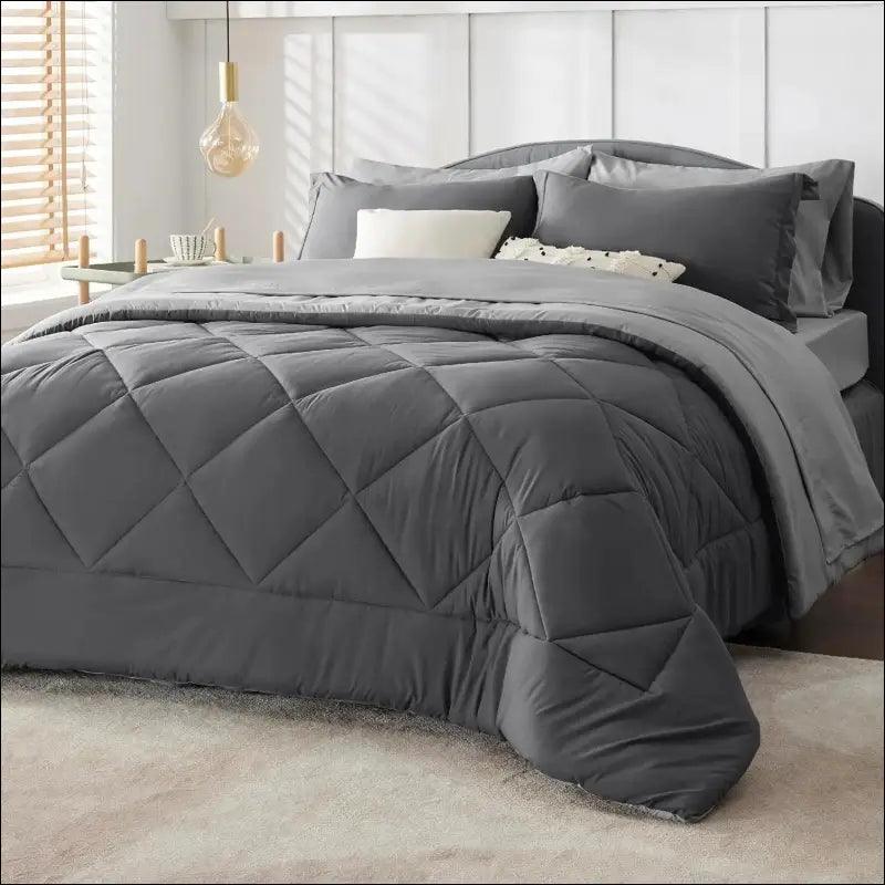 ’Bedsure Reversible Comforter Set - Complete Bed in a Bag with Sheets & Pillowcases for Queen King Full Twin’