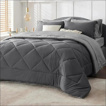 ’Bedsure Reversible Comforter Set - Complete Bed in a Bag with Sheets & Pillowcases for Queen King Full Twin’