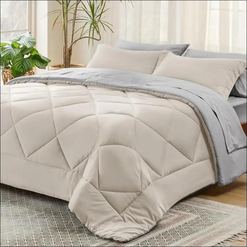 ’Bedsure Reversible Comforter Set - Complete Bed in a Bag with Sheets & Pillowcases for Queen King Full Twin’