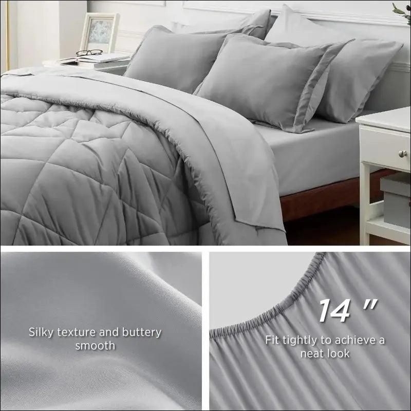 ’Bedsure Reversible Comforter Set - Complete Bed in a Bag with Sheets & Pillowcases for Queen King Full Twin’