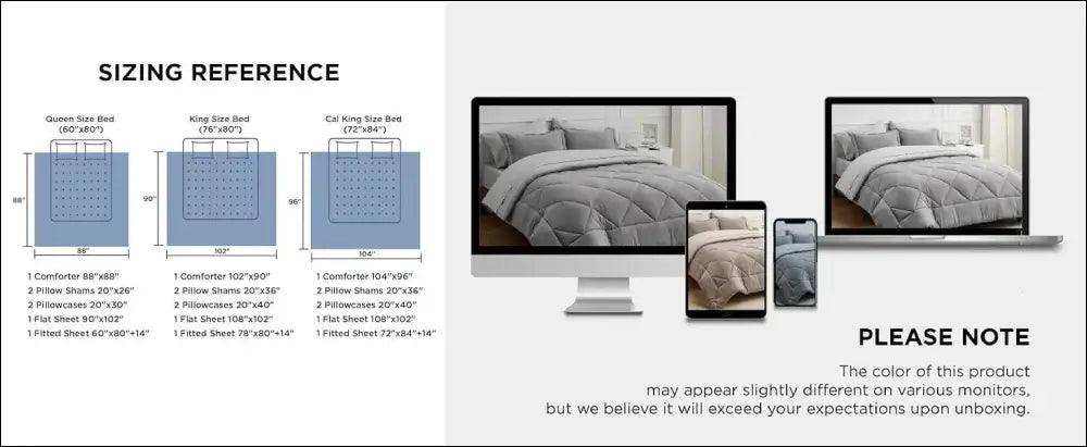 ’Bedsure Reversible Comforter Set - Complete Bed in a Bag with Sheets & Pillowcases for Queen King Full Twin’