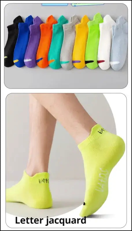 Bright Color Ankle No Show Socks Men’s Breathable Running Deodorant Invisible Sport Street Fashion Travel 5 Pairs