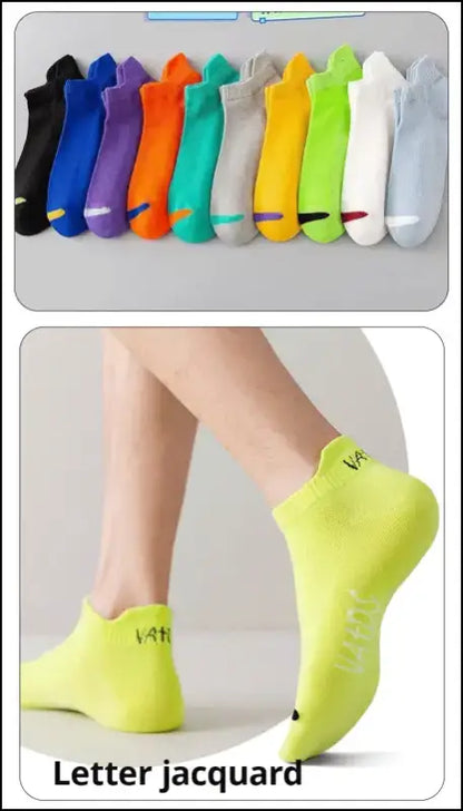 Bright Color Ankle No Show Socks Men’s Breathable Running Deodorant Invisible Sport Street Fashion Travel 5 Pairs