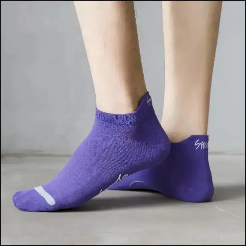 Bright Color Ankle No Show Socks Men’s Breathable Running Deodorant Invisible Sport Street Fashion Travel 5 Pairs