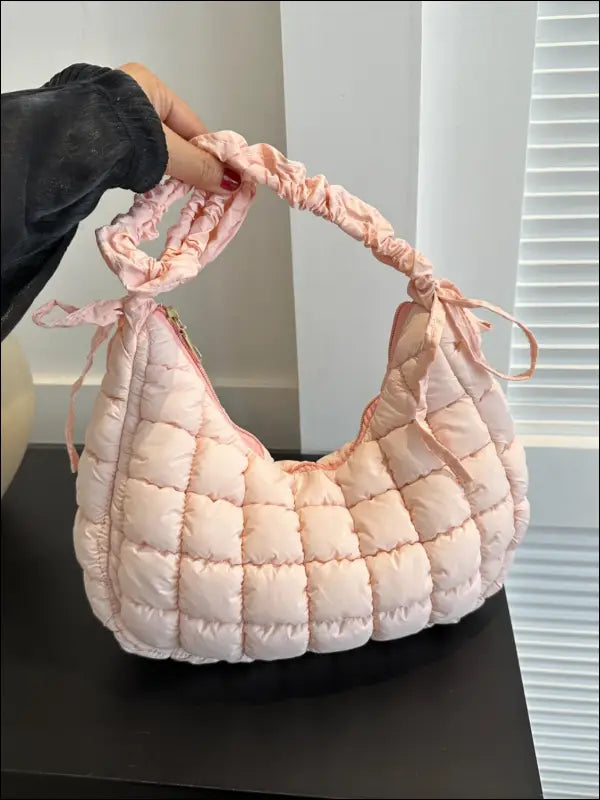 Bubble Texture Ruched Strap Quilted Shoulder Bag
