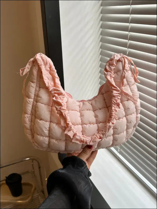 Bubble Texture Ruched Strap Quilted Shoulder Bag