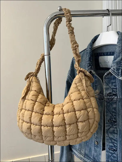 Bubble Texture Ruched Strap Quilted Shoulder Bag