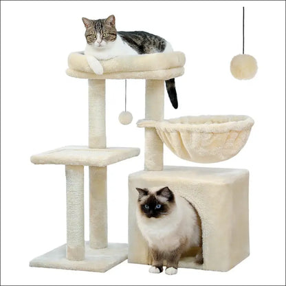 Cat Tree Tower for Indoor Cats with Scratching Posts Big Hammock & Removable Perch – 2 Styles Grey Activity - tree