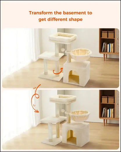Cat Tree Tower for Indoor Cats with Scratching Posts Big Hammock & Removable Perch – 2 Styles Grey Activity - tree