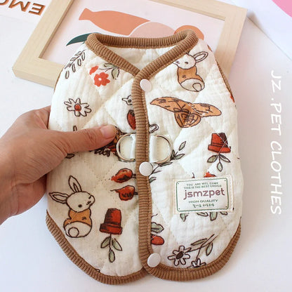 Pet Cozy Rabbit Print Velvet Coat