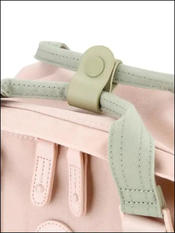 Contrasting Waterproof Canvas Rucksack with Circular Label – Stylish Durable Nylon Backpack for Travel School