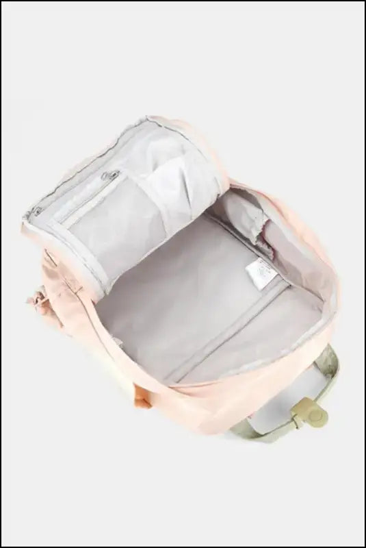 Contrasting Waterproof Canvas Rucksack with Circular Label – Stylish Durable Nylon Backpack for Travel School