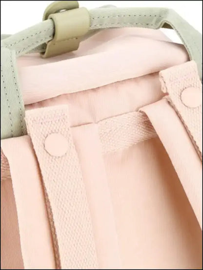Contrasting Waterproof Canvas Rucksack with Circular Label – Stylish Durable Nylon Backpack for Travel School