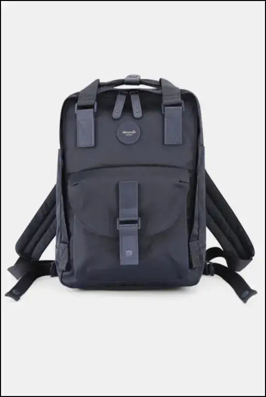 Contrasting Waterproof Canvas Rucksack with Circular Label – Stylish Durable Nylon Backpack for Travel School
