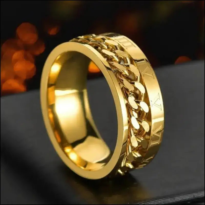 Cool Stainless Steel Rotatable Spinner Ring for Men & Women – High-Quality Chain Punk Jewelry Party or Gift - 13