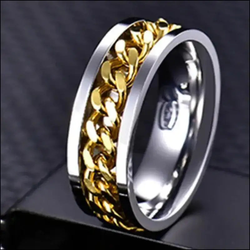 Cool Stainless Steel Rotatable Spinner Ring for Men & Women – High-Quality Chain Punk Jewelry Party or Gift - Men/Women