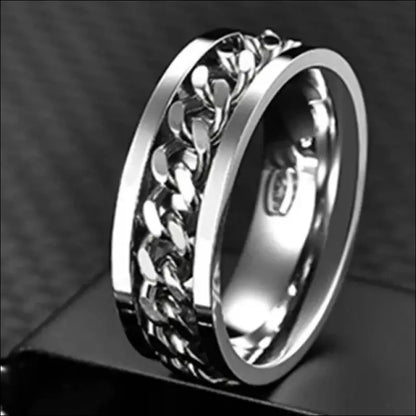 Cool Stainless Steel Rotatable Spinner Ring for Men & Women – High-Quality Chain Punk Jewelry Party or Gift - 13