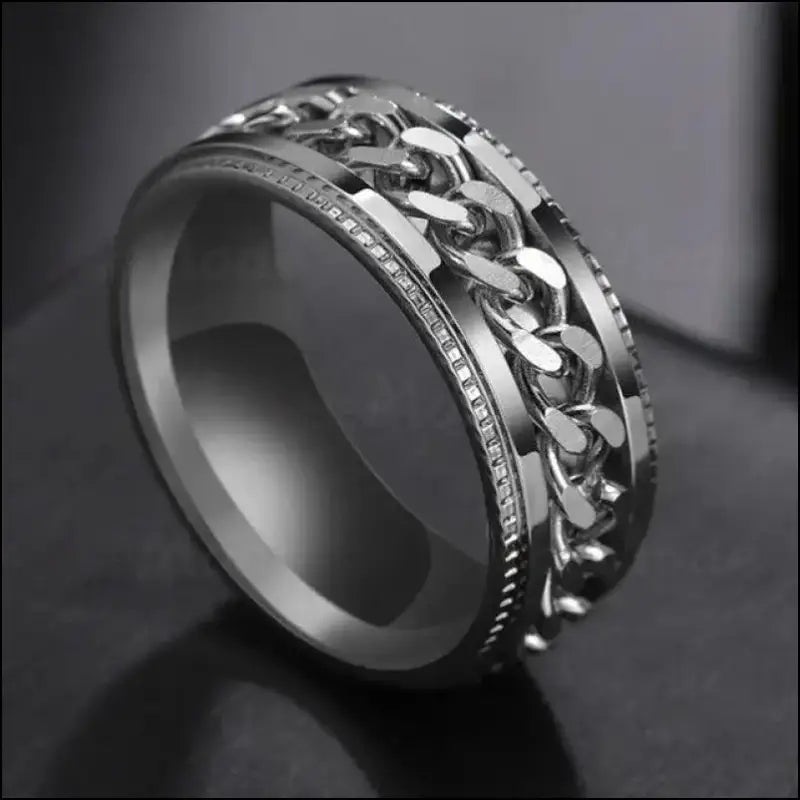 Cool Stainless Steel Rotatable Spinner Ring for Men & Women – High-Quality Chain Punk Jewelry Party or Gift - 13