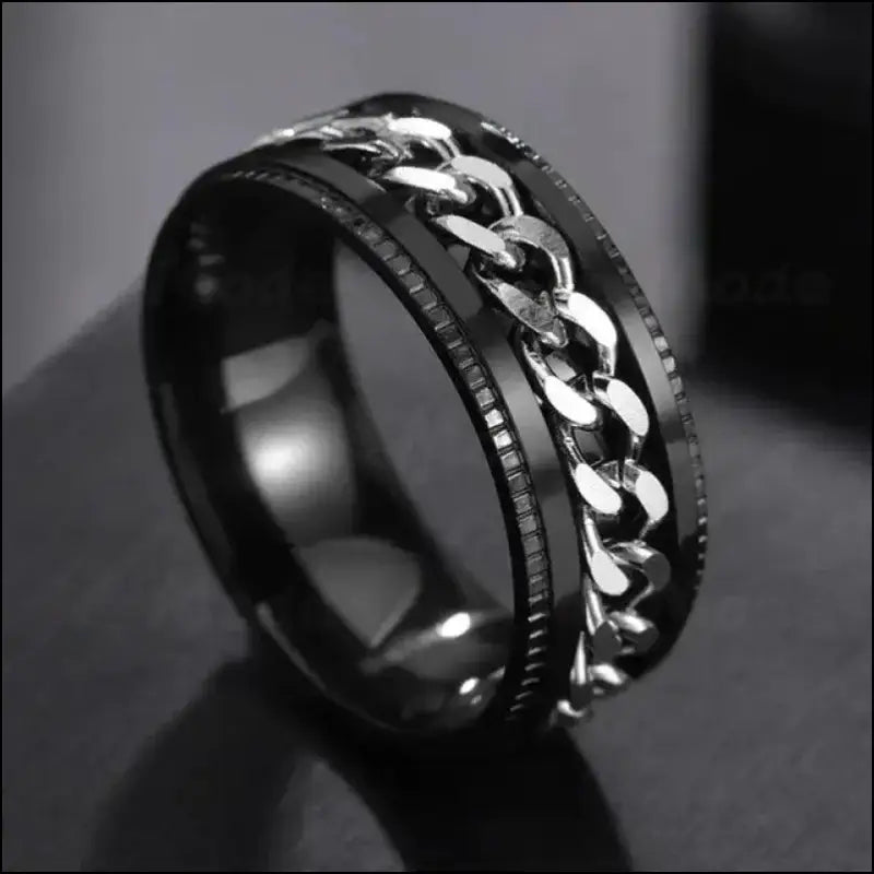 Cool Stainless Steel Rotatable Spinner Ring for Men & Women – High-Quality Chain Punk Jewelry Party or Gift - 13